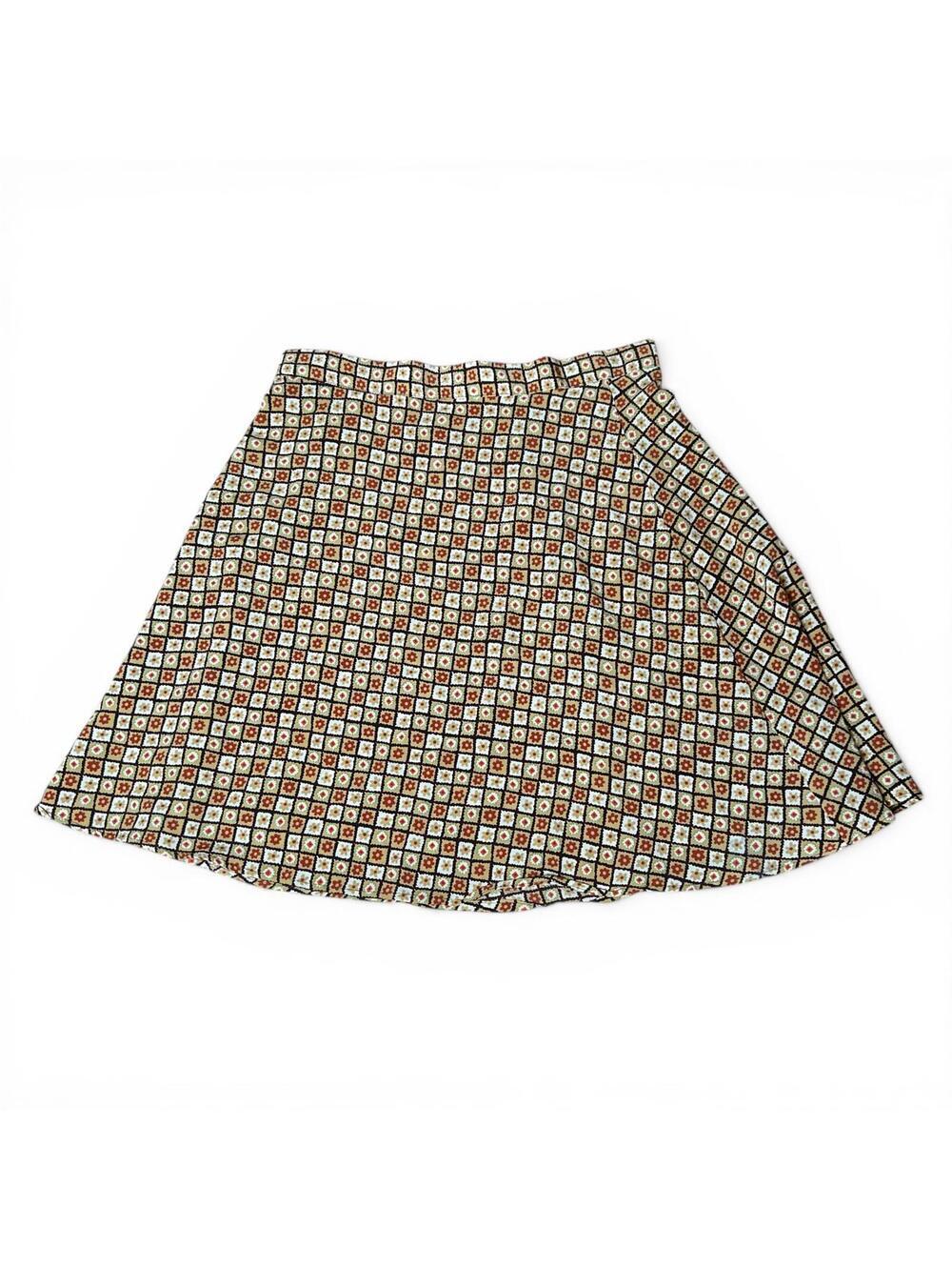 Vintage Geometric Floral Pattern A-Line Skirt - Picture 1 of 4